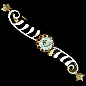 Genuine Edwardian Rock Crystal 10k Top Open Back Bar Brooch